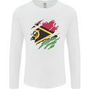 Torn Vanuatu Flag Day Football Mens Long Sleeve T-Shirt White