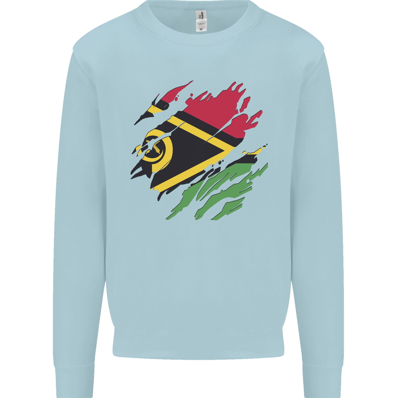 Torn Vanuatu Flag Day Football Mens Sweatshirt Jumper Light Blue