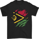 Torn Vanuatu Flag Day Football Mens T-Shirt 100% Cotton Black