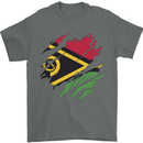 Torn Vanuatu Flag Day Football Mens T-Shirt 100% Cotton Charcoal