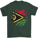 Torn Vanuatu Flag Day Football Mens T-Shirt 100% Cotton Forest Green
