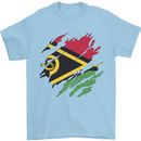 Torn Vanuatu Flag Day Football Mens T-Shirt 100% Cotton Light Blue