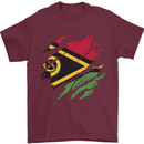 Torn Vanuatu Flag Day Football Mens T-Shirt 100% Cotton Maroon