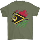 Torn Vanuatu Flag Day Football Mens T-Shirt 100% Cotton Military Green