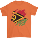 Torn Vanuatu Flag Day Football Mens T-Shirt 100% Cotton Orange
