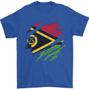 Torn Vanuatu Flag Day Football Mens T-Shirt 100% Cotton Royal Blue