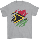Torn Vanuatu Flag Day Football Mens T-Shirt 100% Cotton Sports Grey