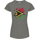 Torn Vanuatu Flag Day Football Womens Petite Cut T-Shirt Charcoal