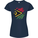 Torn Vanuatu Flag Day Football Womens Petite Cut T-Shirt Navy Blue