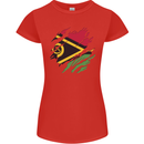 Torn Vanuatu Flag Day Football Womens Petite Cut T-Shirt Red