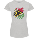 Torn Vanuatu Flag Day Football Womens Petite Cut T-Shirt Sports Grey