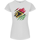Torn Vanuatu Flag Day Football Womens Petite Cut T-Shirt White
