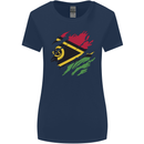 Torn Vanuatu Flag Day Football Womens Wider Cut T-Shirt Navy Blue