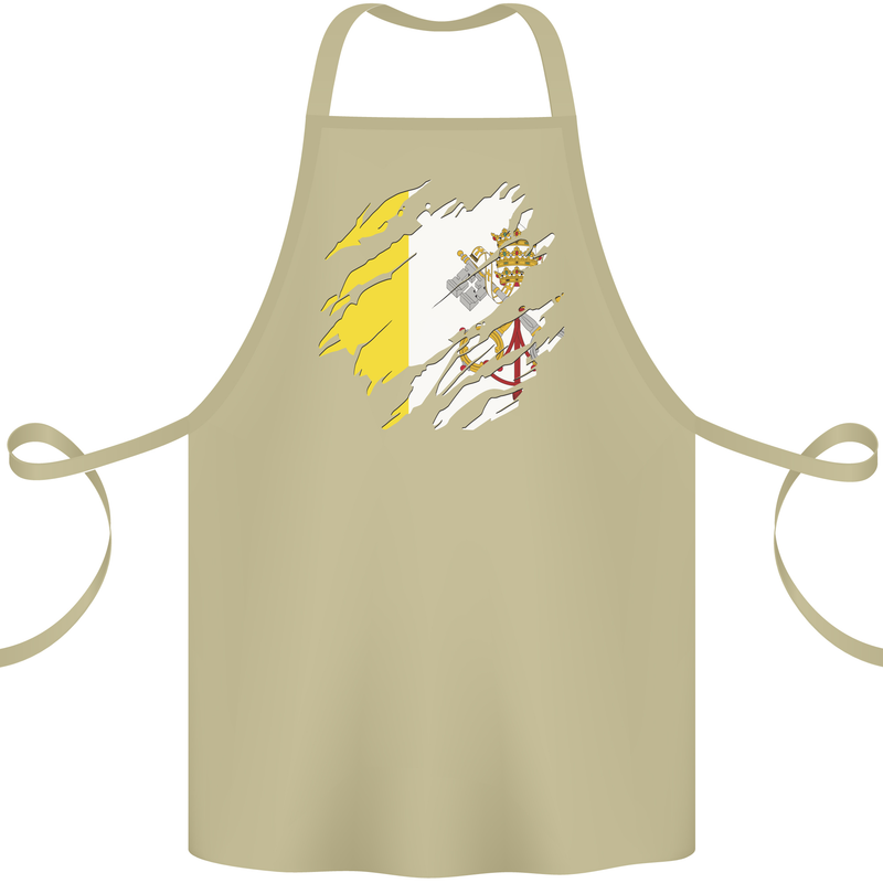 Torn Vatican Flag Day Cotton Apron 100% Organic Khaki
