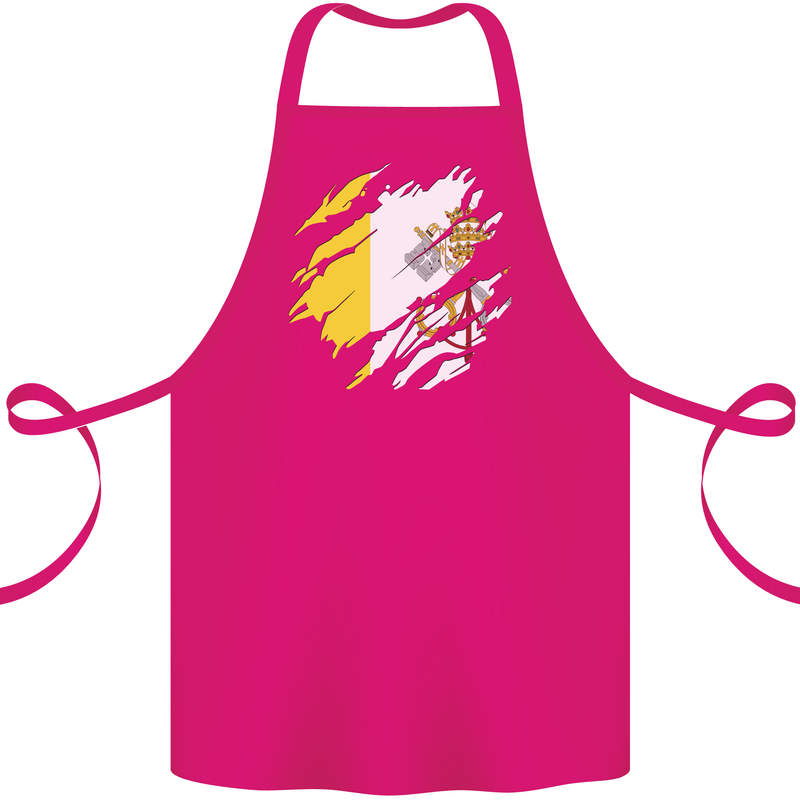 Torn Vatican Flag Day Cotton Apron 100% Organic Pink