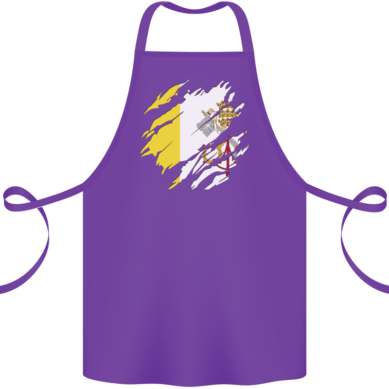 Torn Vatican Flag Day Cotton Apron 100% Organic Purple