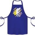 Torn Vatican Flag Day Cotton Apron 100% Organic Royal Blue