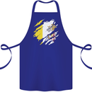 Torn Vatican Flag Day Cotton Apron 100% Organic Royal Blue