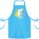 Torn Vatican Flag Day Cotton Apron 100% Organic Turquoise