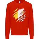 Torn Vatican Flag Day Kids Sweatshirt Jumper Bright Red