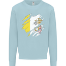 Torn Vatican Flag Day Kids Sweatshirt Jumper Light Blue