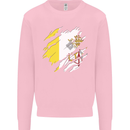 Torn Vatican Flag Day Kids Sweatshirt Jumper Light Pink