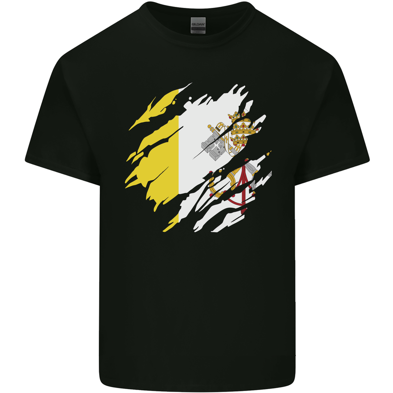 Torn Vatican Flag Day Kids T-Shirt Childrens Black