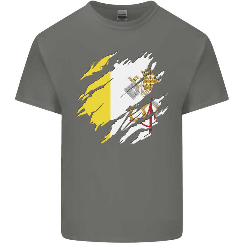 Torn Vatican Flag Day Kids T-Shirt Childrens Charcoal