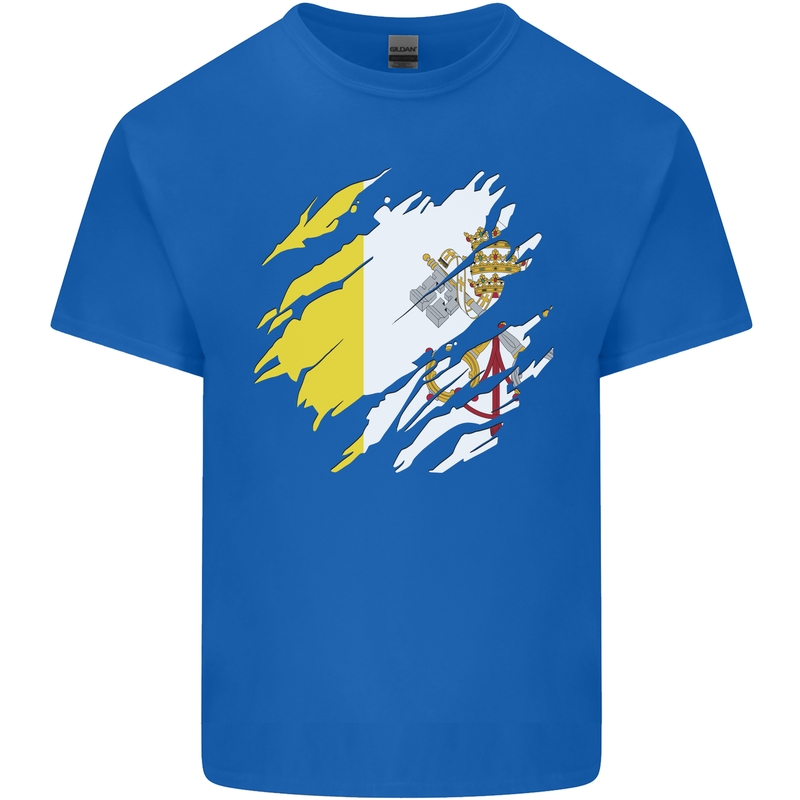 Torn Vatican Flag Day Kids T-Shirt Childrens Royal Blue