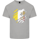 Torn Vatican Flag Day Kids T-Shirt Childrens Sports Grey