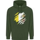 Torn Vatican Flag Day Mens 80% Cotton Hoodie Forest Green