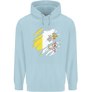 Torn Vatican Flag Day Mens 80% Cotton Hoodie Light Blue