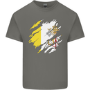 Torn Vatican Flag Day Mens Cotton T-Shirt Tee Top Charcoal