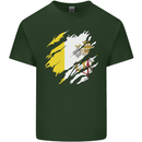 Torn Vatican Flag Day Mens Cotton T-Shirt Tee Top Forest Green