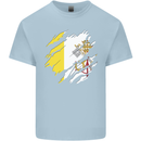 Torn Vatican Flag Day Mens Cotton T-Shirt Tee Top Light Blue
