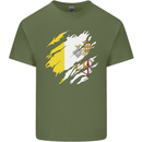 Torn Vatican Flag Day Mens Cotton T-Shirt Tee Top Military Green