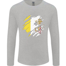 Torn Vatican Flag Day Mens Long Sleeve T-Shirt Sports Grey