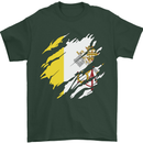 Torn Vatican Flag Day Mens T-Shirt 100% Cotton Forest Green