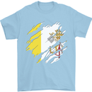 Torn Vatican Flag Day Mens T-Shirt 100% Cotton Light Blue