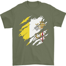Torn Vatican Flag Day Mens T-Shirt 100% Cotton Military Green