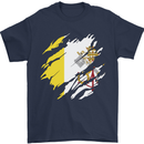 Torn Vatican Flag Day Mens T-Shirt 100% Cotton Navy Blue