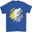 Torn Vatican Flag Day Mens T-Shirt 100% Cotton Royal Blue