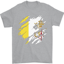 Torn Vatican Flag Day Mens T-Shirt 100% Cotton Sports Grey
