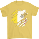 Torn Vatican Flag Day Mens T-Shirt 100% Cotton Yellow