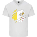 Torn Vatican Flag Day Mens V-Neck Cotton T-Shirt White
