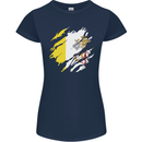 Torn Vatican Flag Day Womens Petite Cut T-Shirt Navy Blue