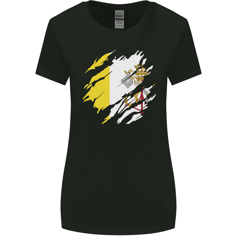 Torn Vatican Flag Day Womens Wider Cut T-Shirt Black