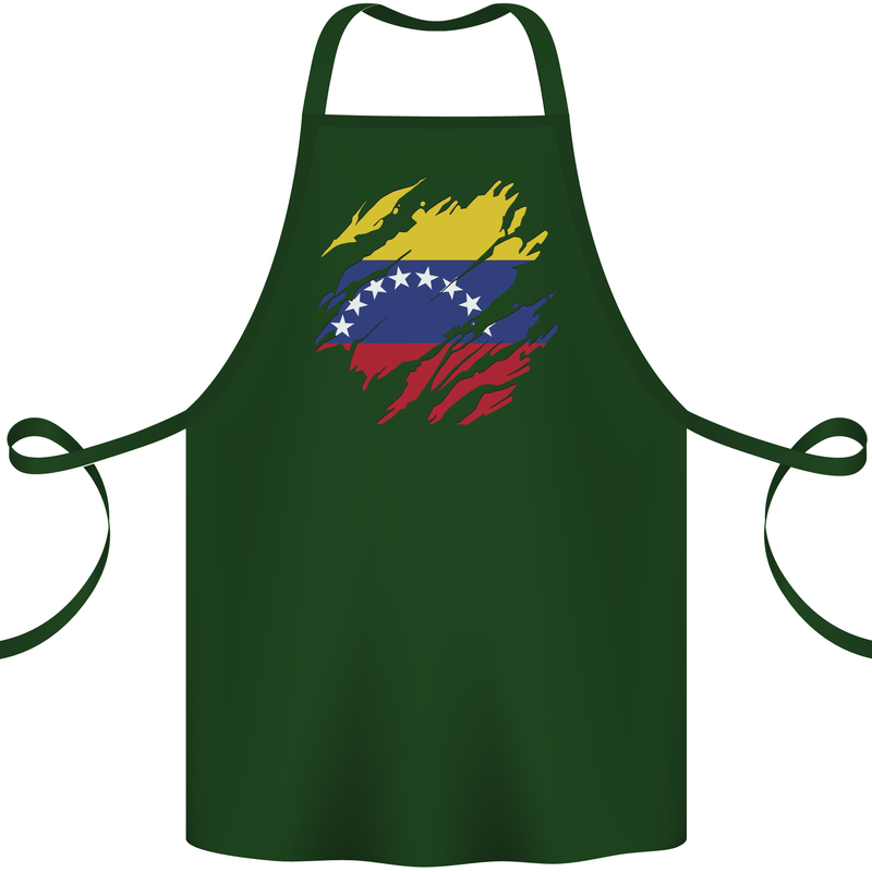 Torn Venezuela Flag Venezuelans Day Football Cotton Apron 100% Organic Forest Green