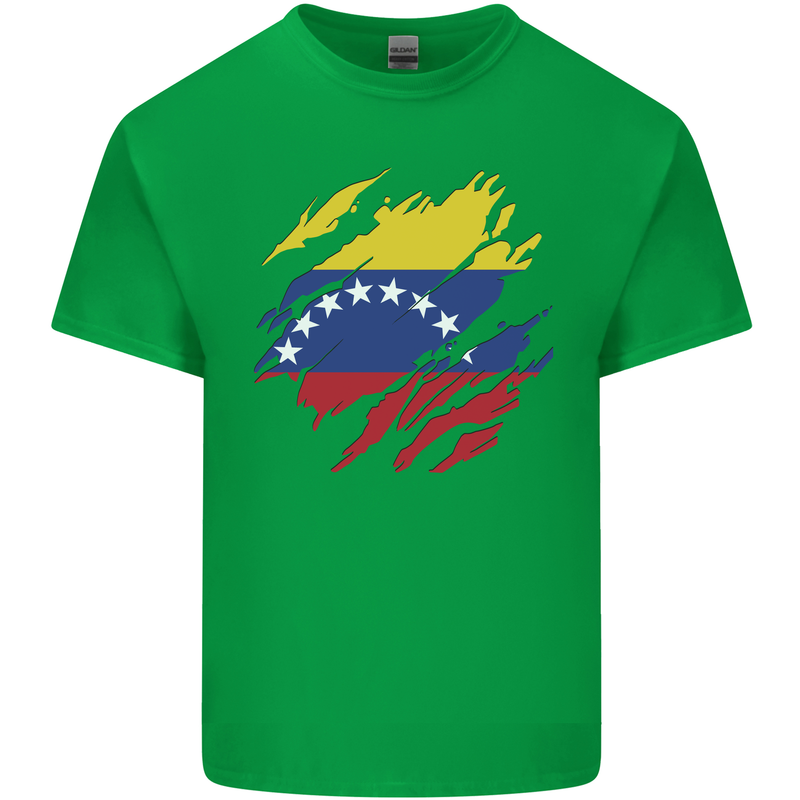 Torn Venezuela Flag Venezuelans Day Football Kids T-Shirt Childrens Irish Green