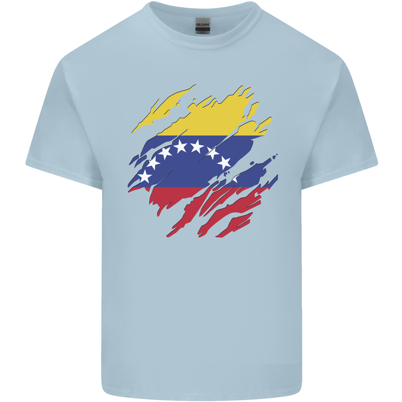 Torn Venezuela Flag Venezuelans Day Football Kids T-Shirt Childrens Light Blue